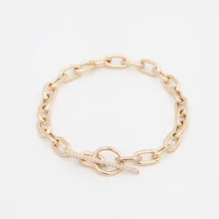 Extra Large Square Oval Link Toggle Bracelet with Pavé Diamonds