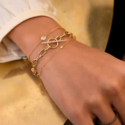 Extra Large Square Oval Link Toggle Bracelet with Pavé Diamonds