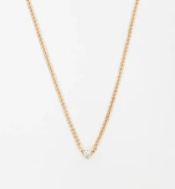 Extra Small Curb Chain Bezel Diamond Necklace