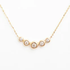 Five Round Diamond Bezel Necklace
