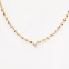 Floating Diamond on Small Puffed Mariner Chain Necklace