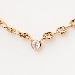 Floating Diamond on Small Puffed Mariner Chain Necklace