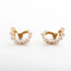 Freshwater Pearl Spiral Hoop Earrings