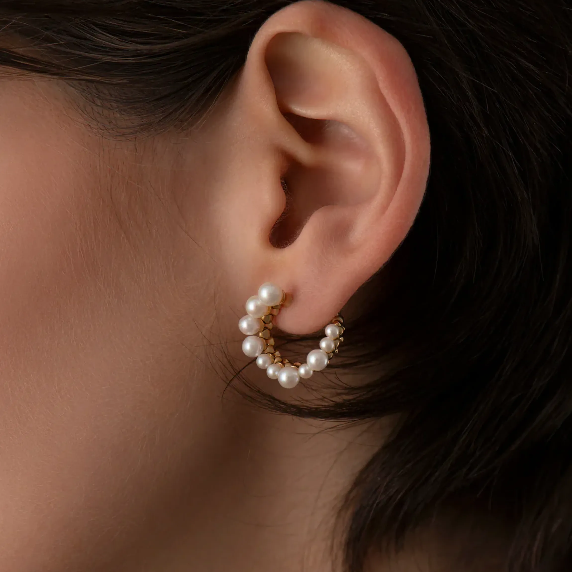 Freshwater Pearl Spiral Hoop Earrings