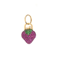 Gemstone Pavé Strawberry Charm
