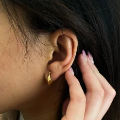 Gold Edgy Huggie Earrings