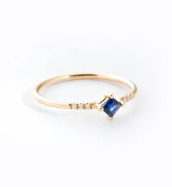 Gold Sapphire Point Equilibrium Ring
