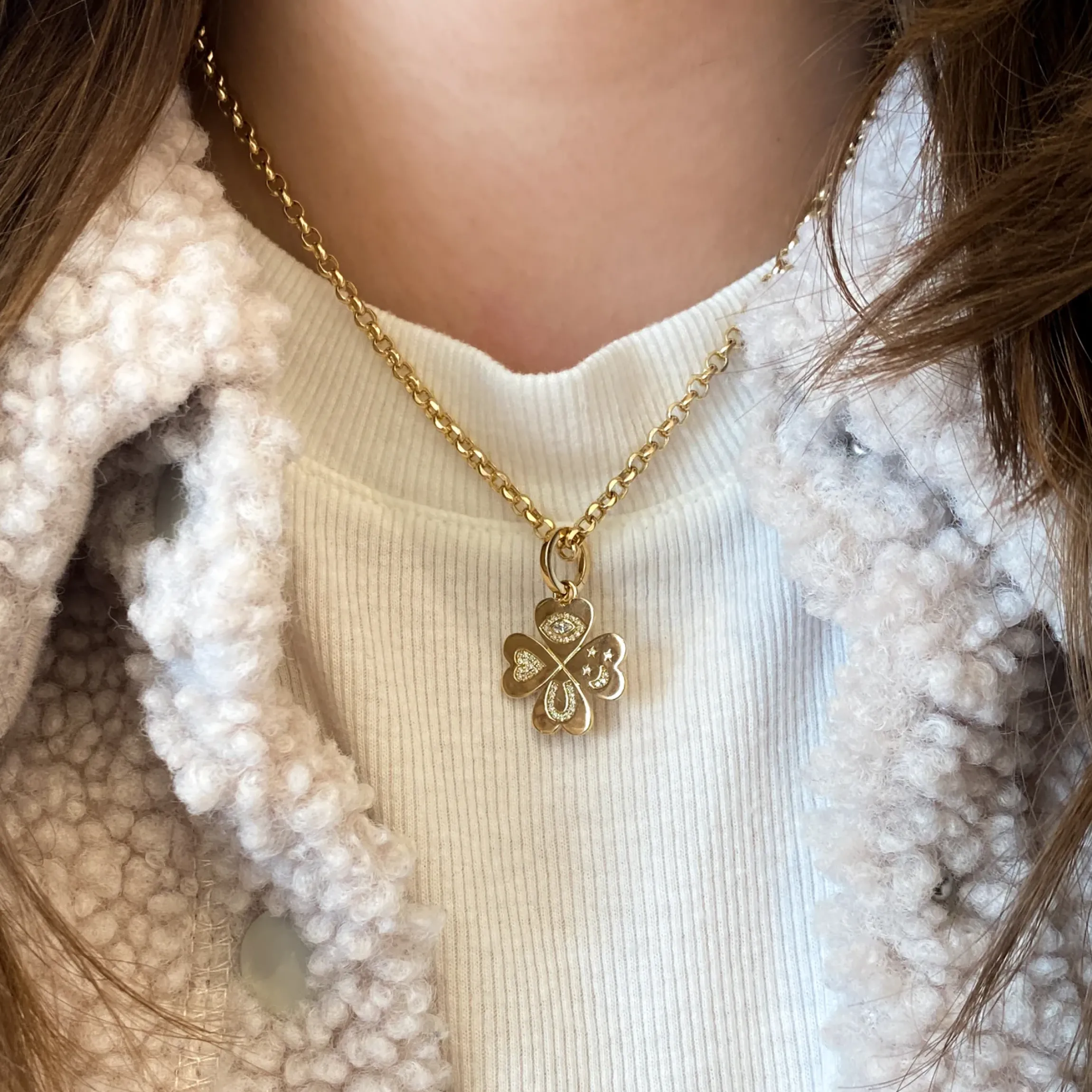 Good Luck Diamond Clover Charm