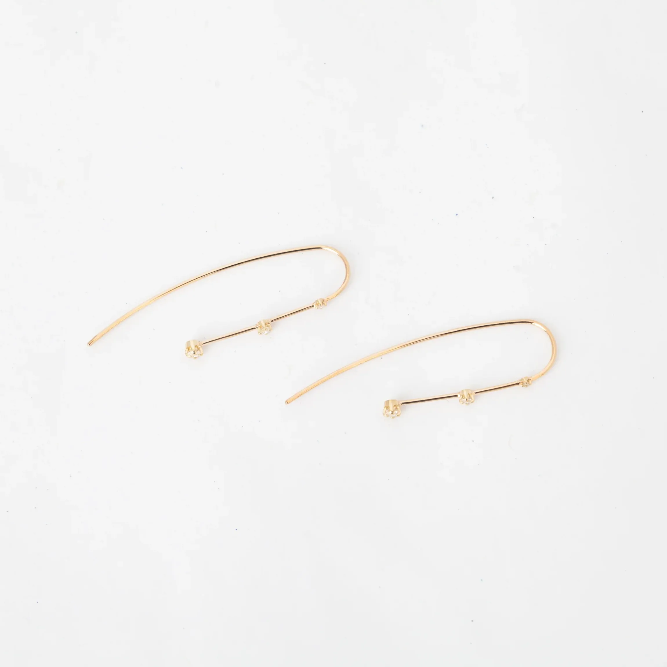 Graduated Three Prong Diamond Wire Earrings