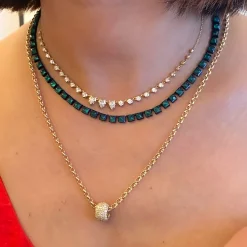 Green Onyx Mini Tile Riviere Necklace