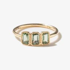 Green Sapphire Campana Ring