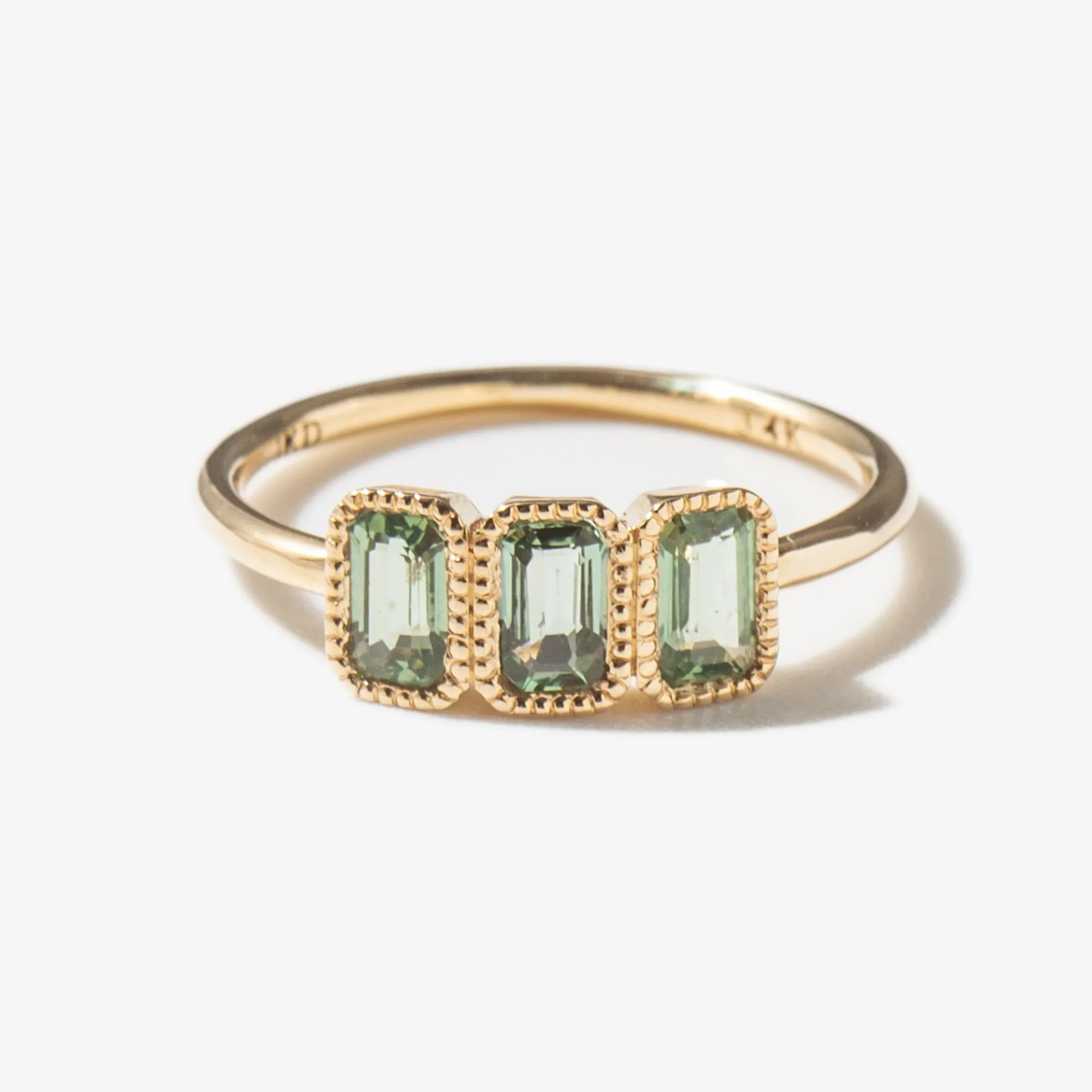 Green Sapphire Campana Ring