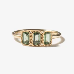 Green Sapphire Campana Ring