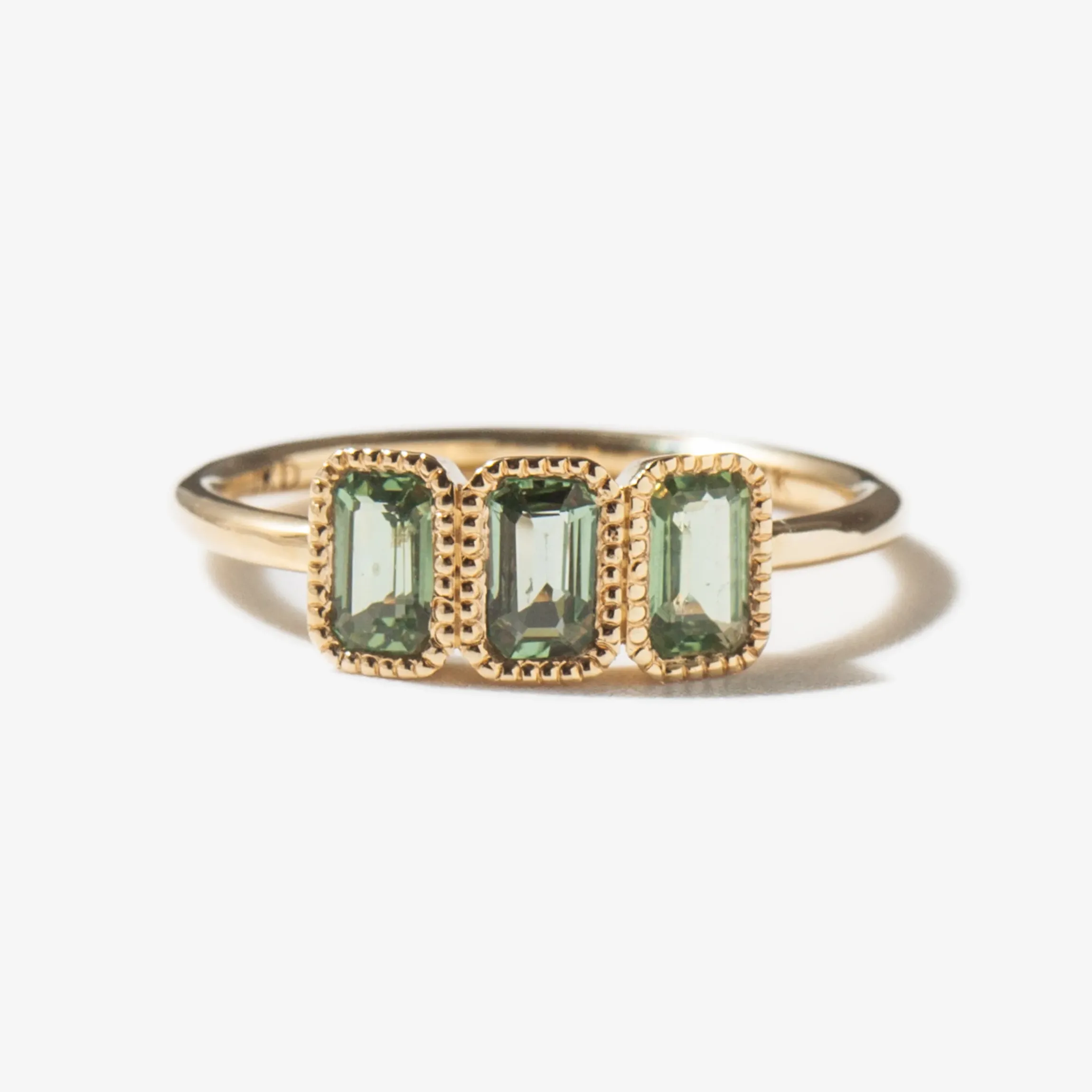 Green Sapphire Campana Ring