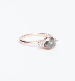 Grey Diamond Hazeline Three Stone Ring