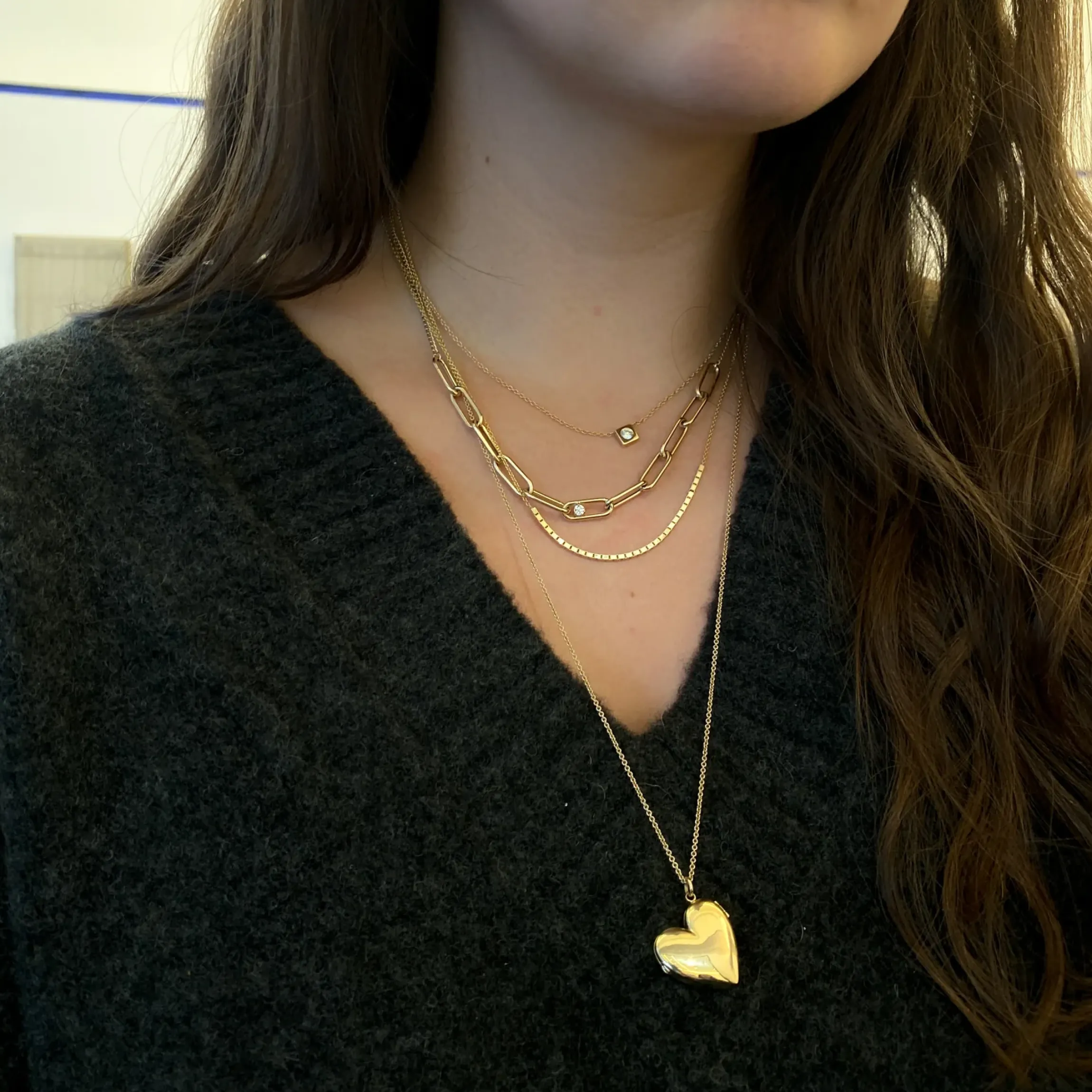 Heart Locket Long Chain Necklace