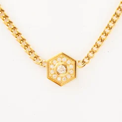 Hexagon Halo on Curb Chain Necklace