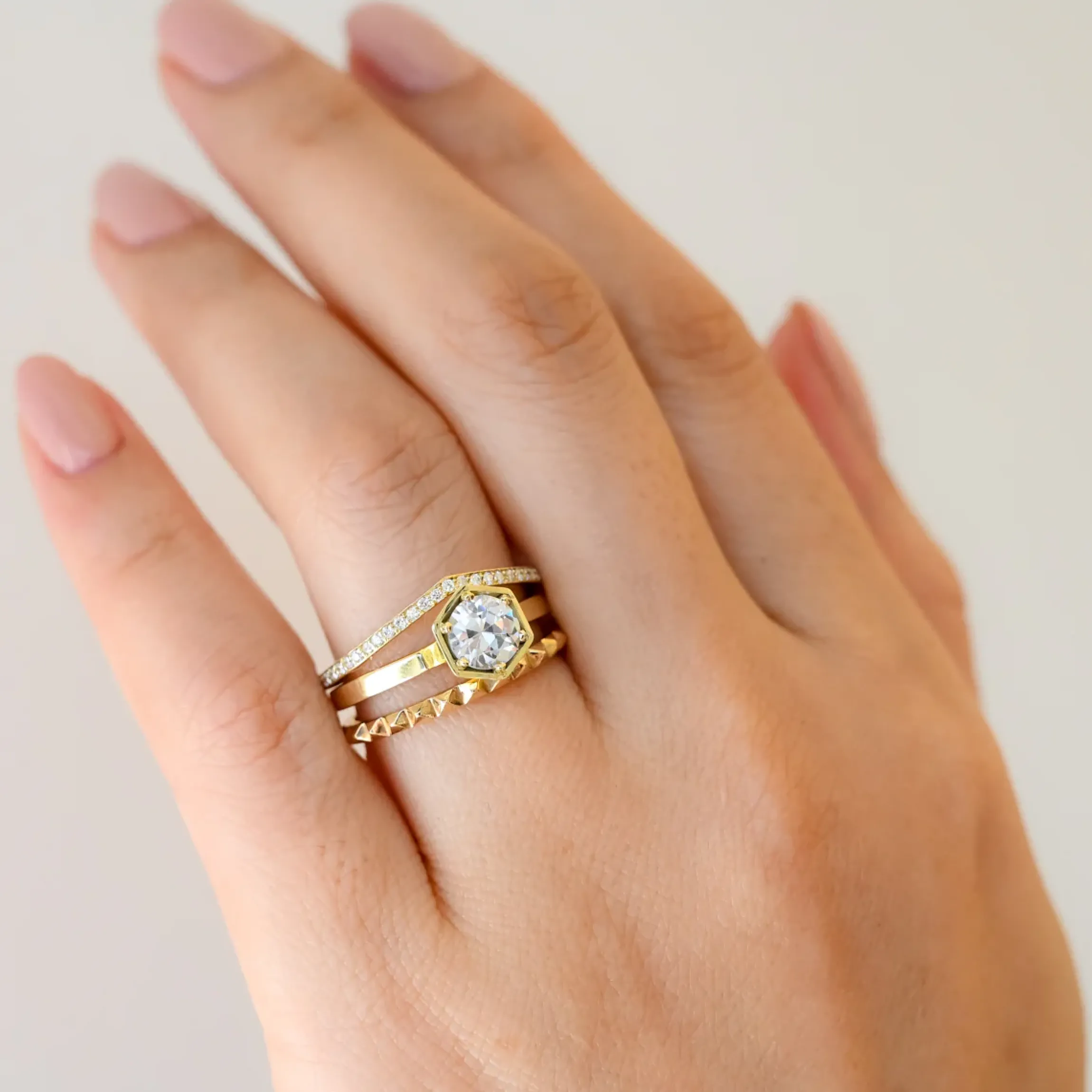 Hexagon Solitaire Ring