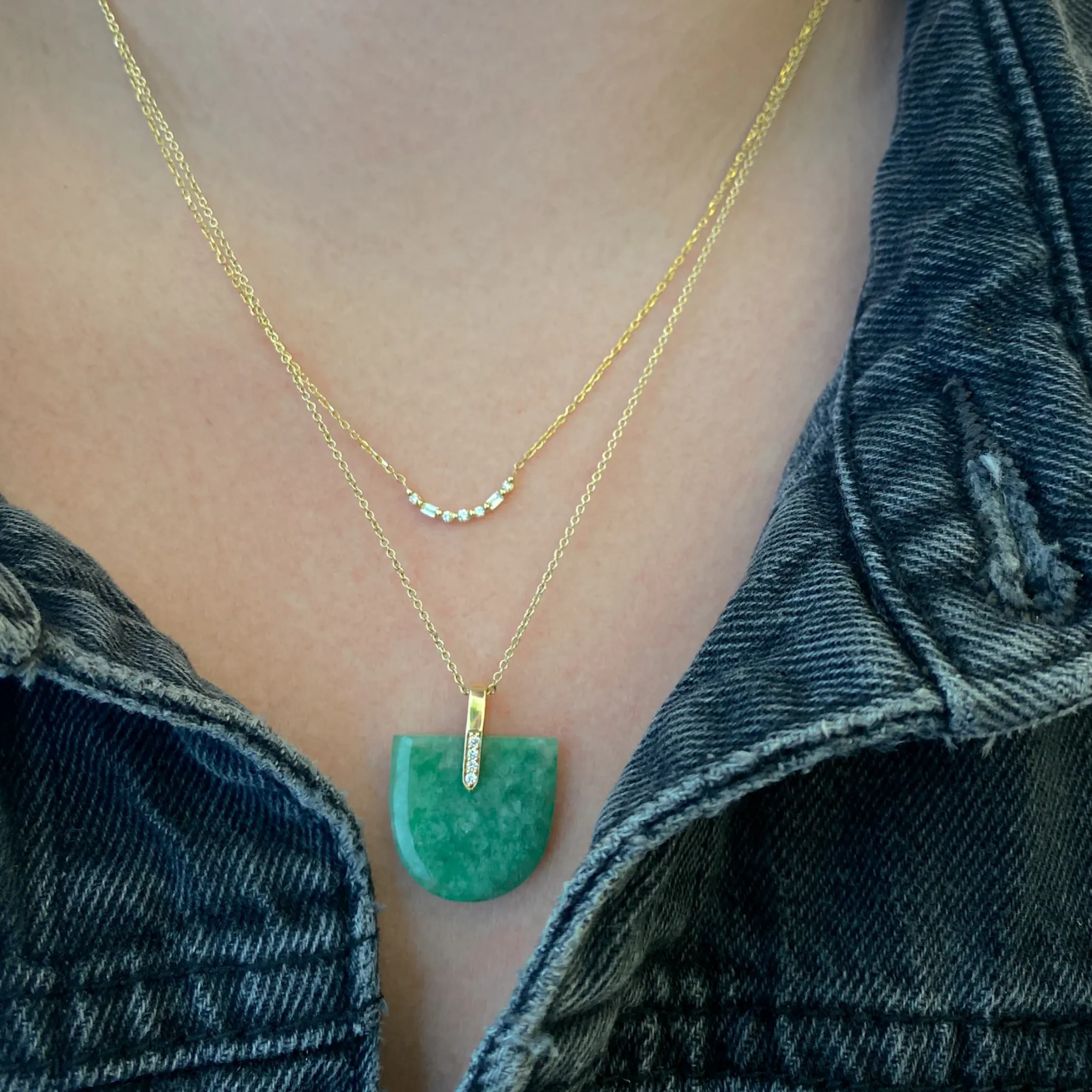 Jadeite Brevity Pavé Pendant Necklace
