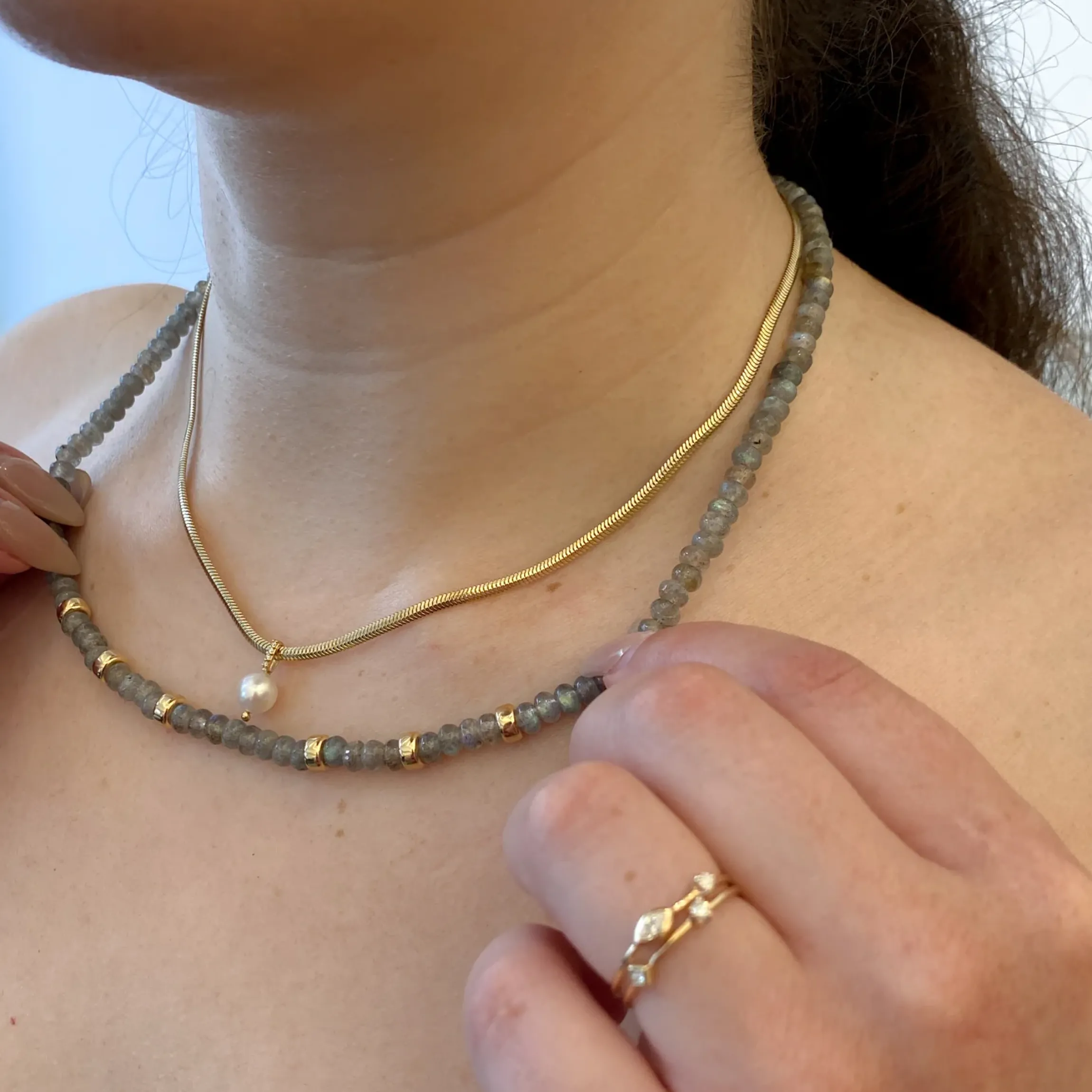 Labradorite Rondelle Bead Necklace