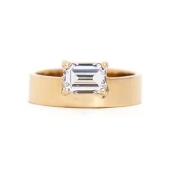 Large Horizontal Emerald-Cut Diamond Monolith Ring