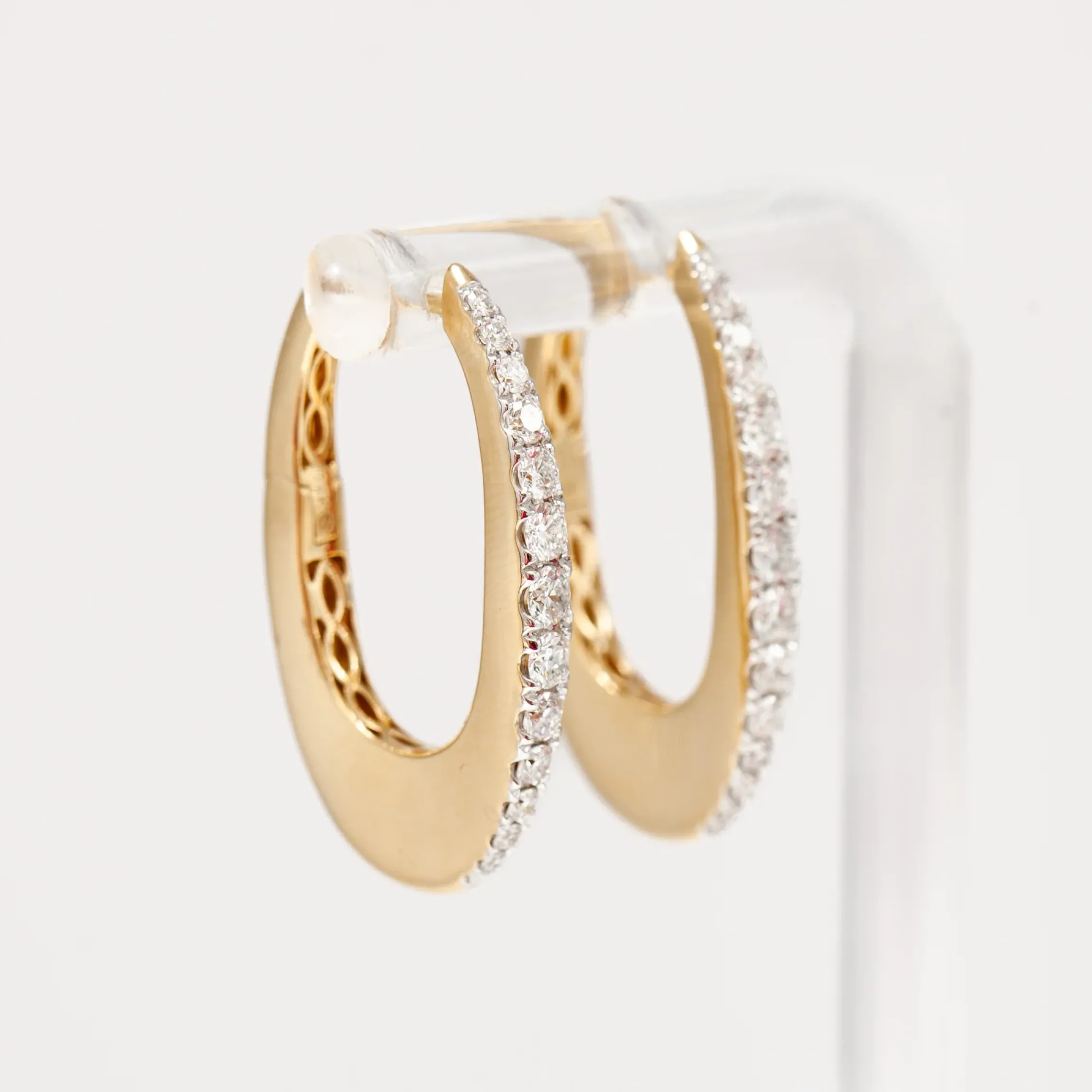 Large Pavé Diamond Ellipse Huggie Hoops