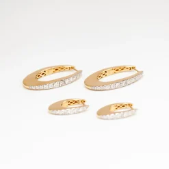 Large Pavé Diamond Ellipse Huggie Hoops