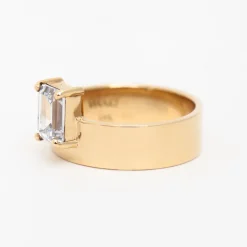 Large Vertical Emerald-Cut Diamond Monolith Ring