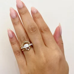 Large White Diamond Five Stone Bea Ring