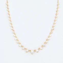 Linked Graduated Prong Tennis Necklace