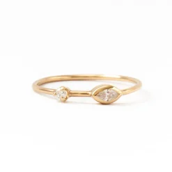 Marquise & Round Diamond Thin Band Ring