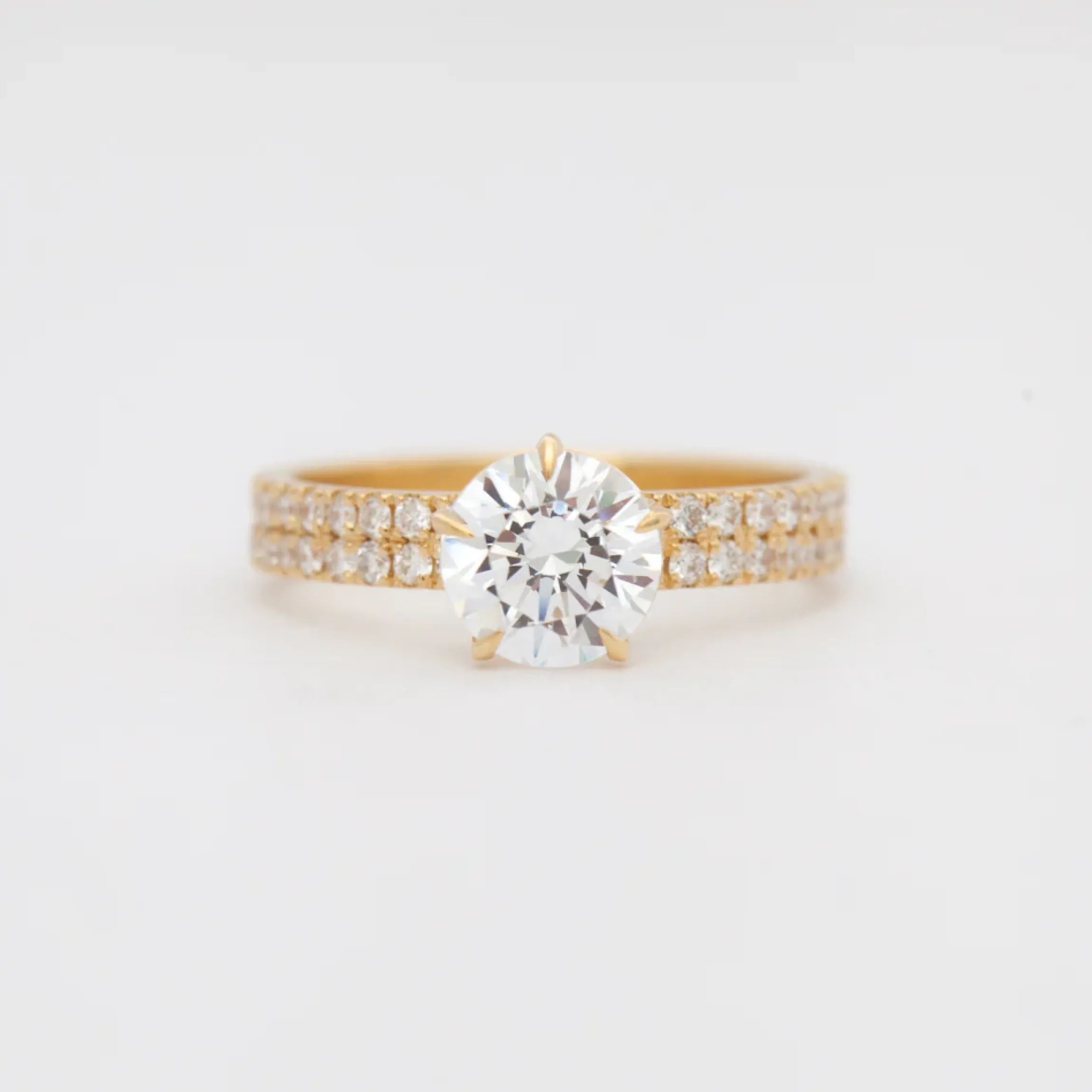 Maxi Pavé Vault Five-Prong Solitaire