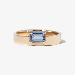 Medium Emerald Cut Blue Sapphire Monolith Ring