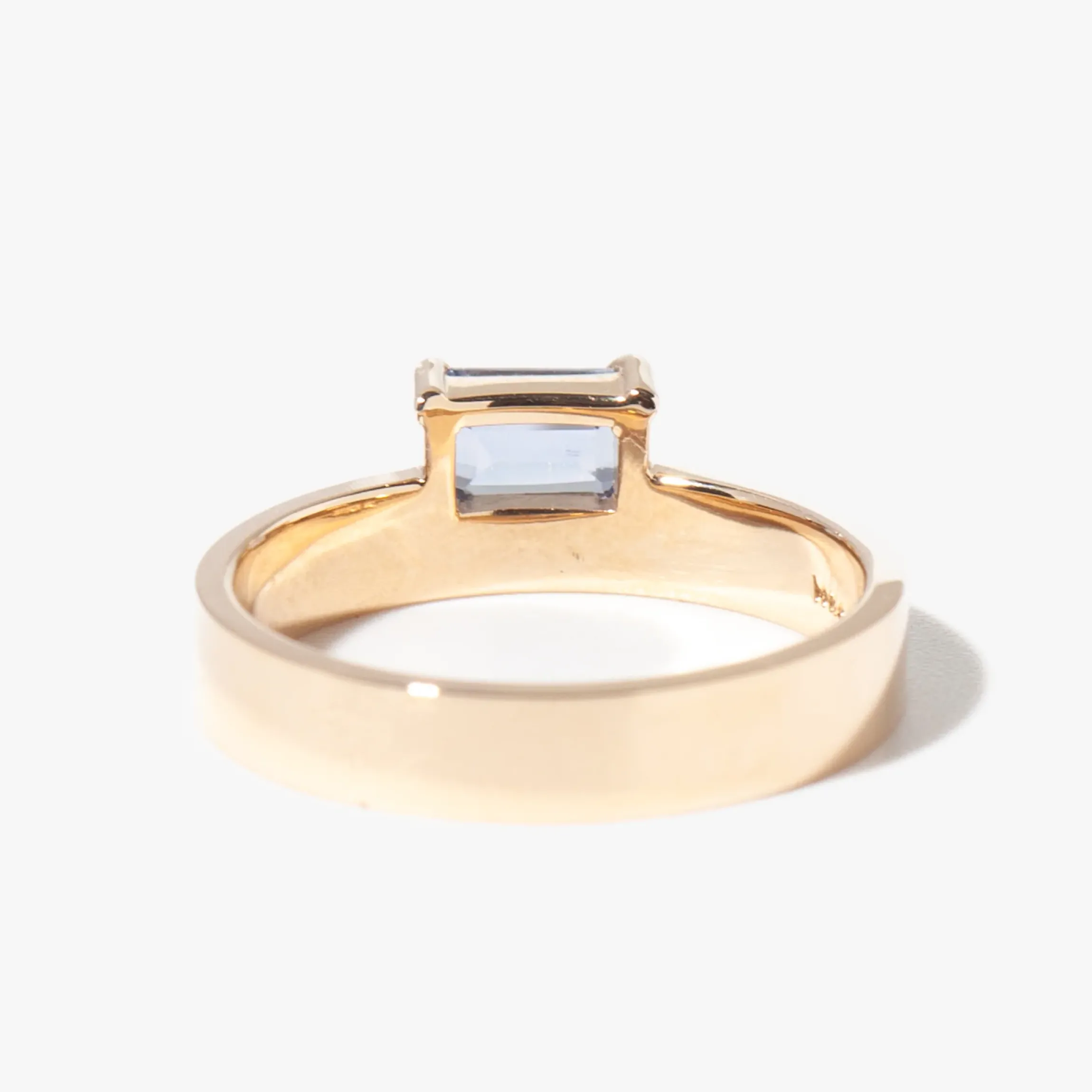 Medium Emerald Cut Blue Sapphire Monolith Ring