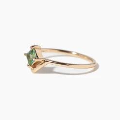 Medium Princess Cut Seafoam Tourmaline Nestled Ring
