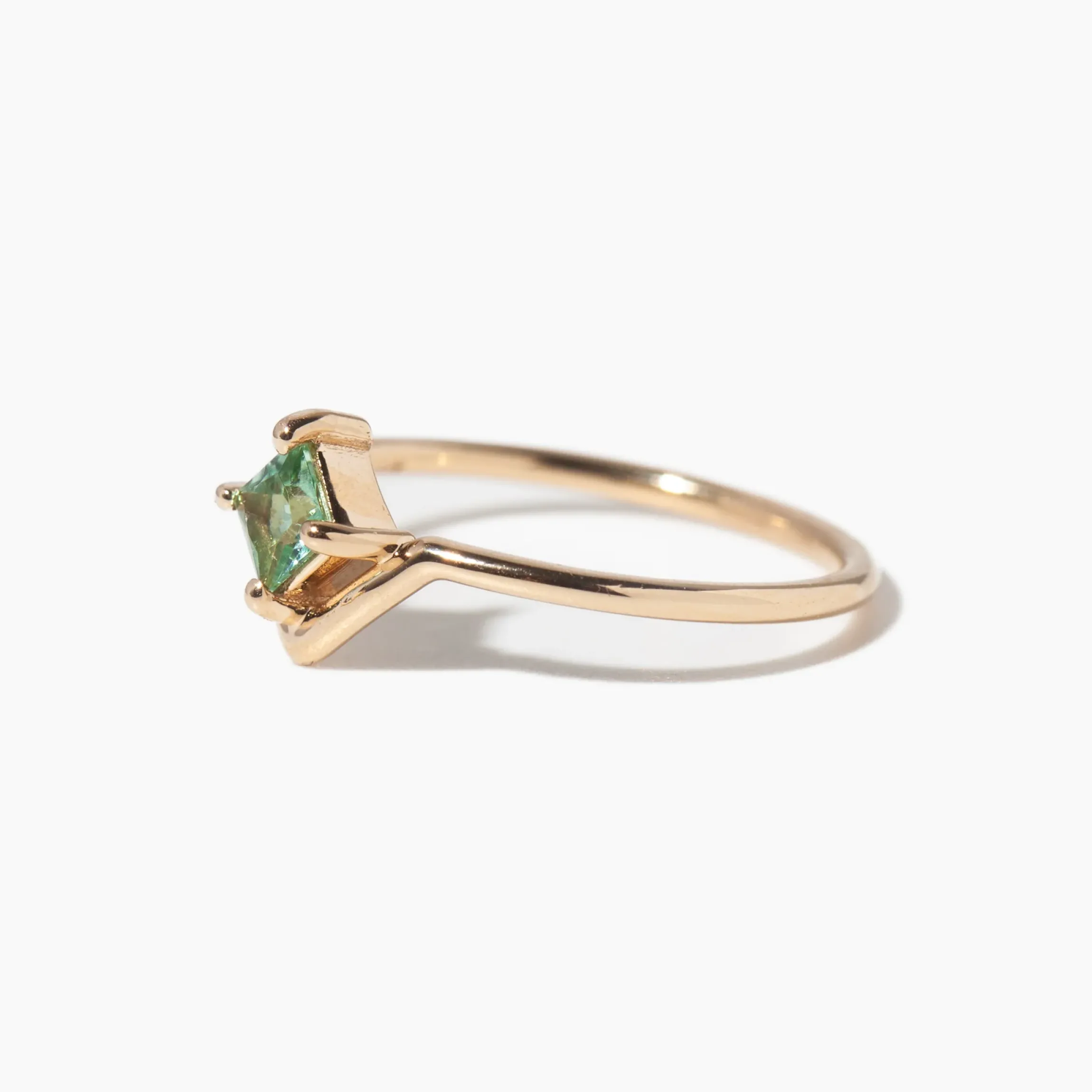 Medium Princess Cut Seafoam Tourmaline Nestled Ring