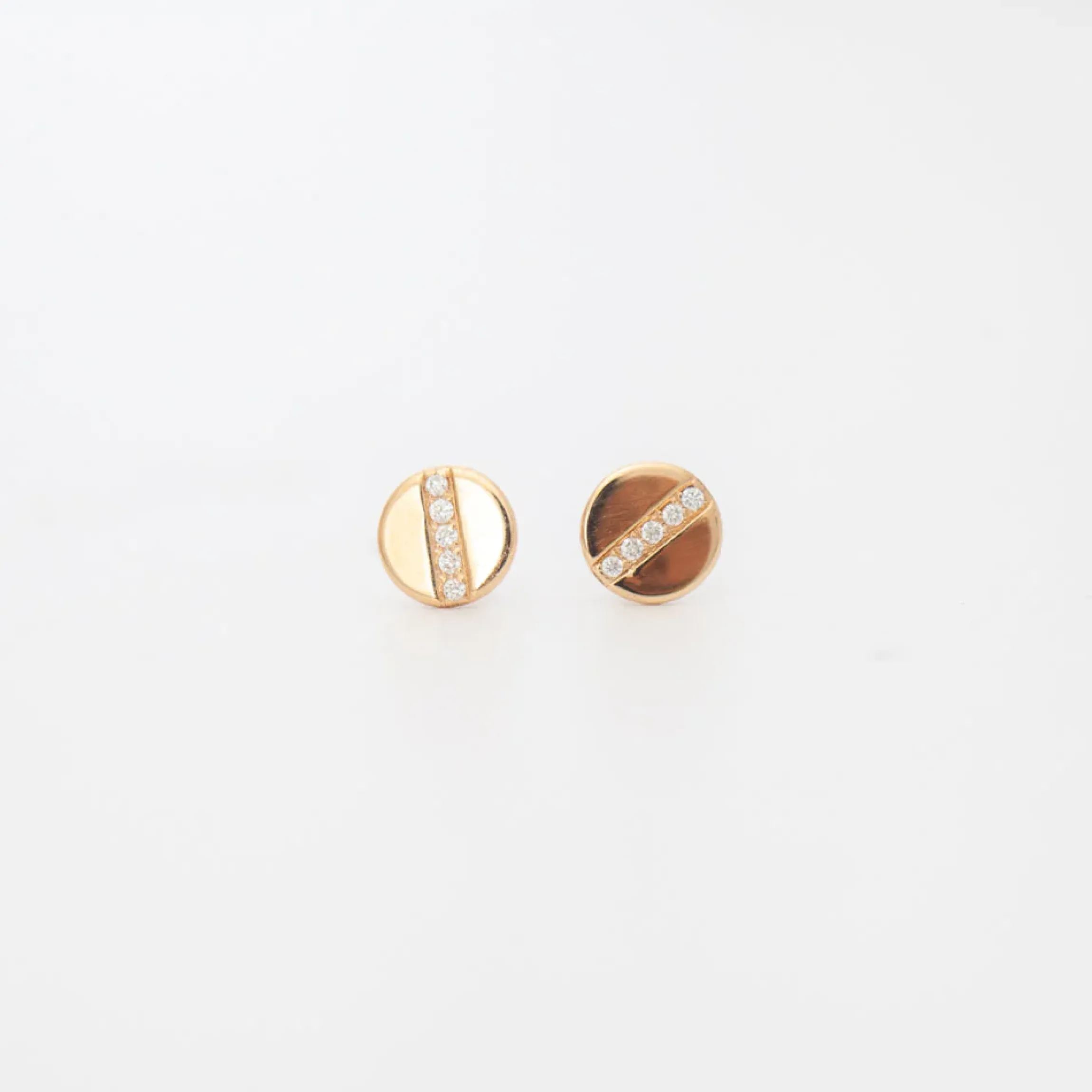 Midi Bitty Pavé Diamond Line Disc Studs