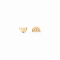 Mini Half Moon Luna Diamond Stud Earrings