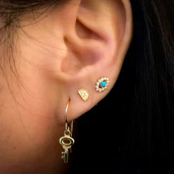 Mini Half Moon Luna Diamond Stud Earrings