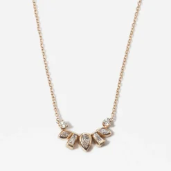 Mixed Diamond Bezel Curve Necklace