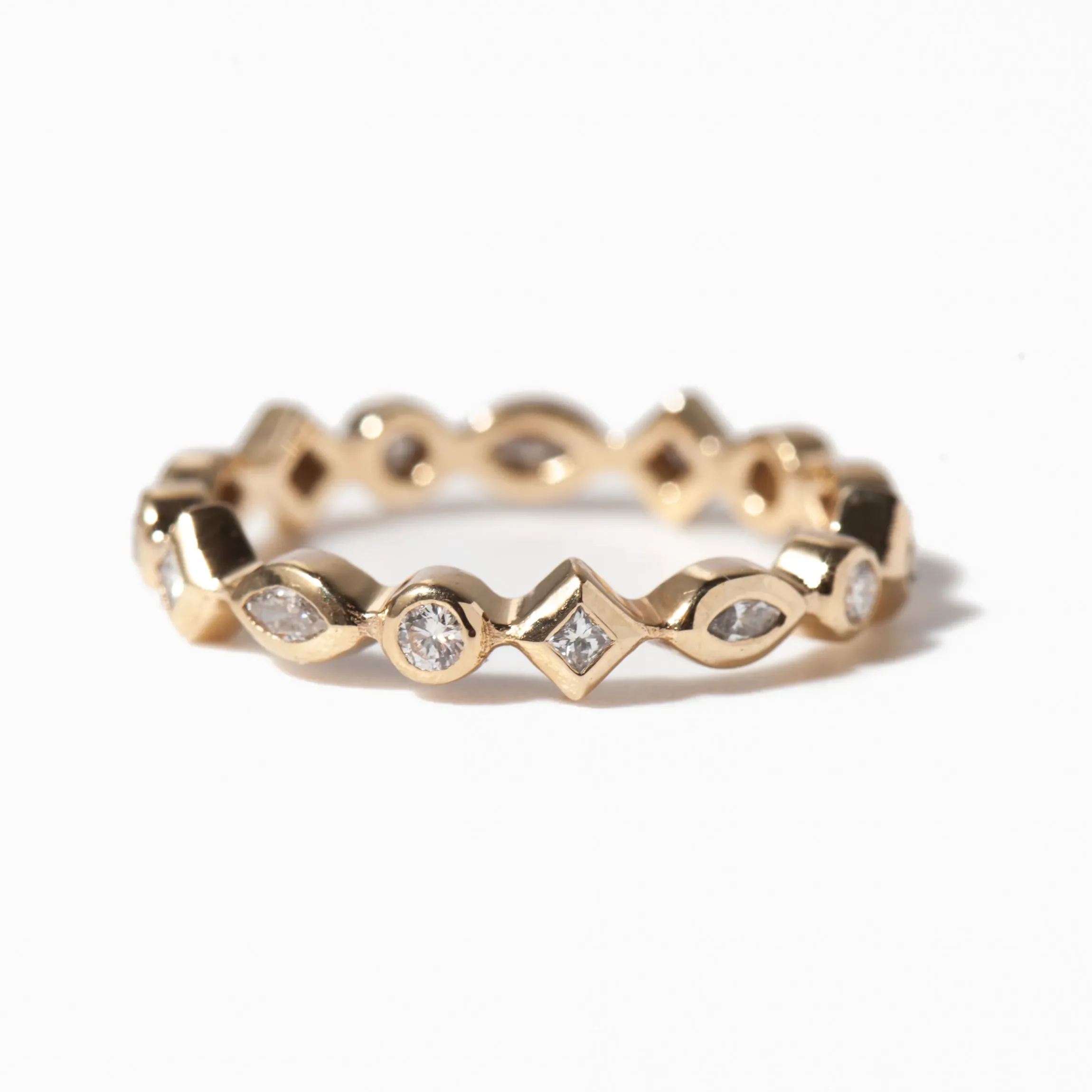 Mixed Stone Bezel Set Eternity Ring