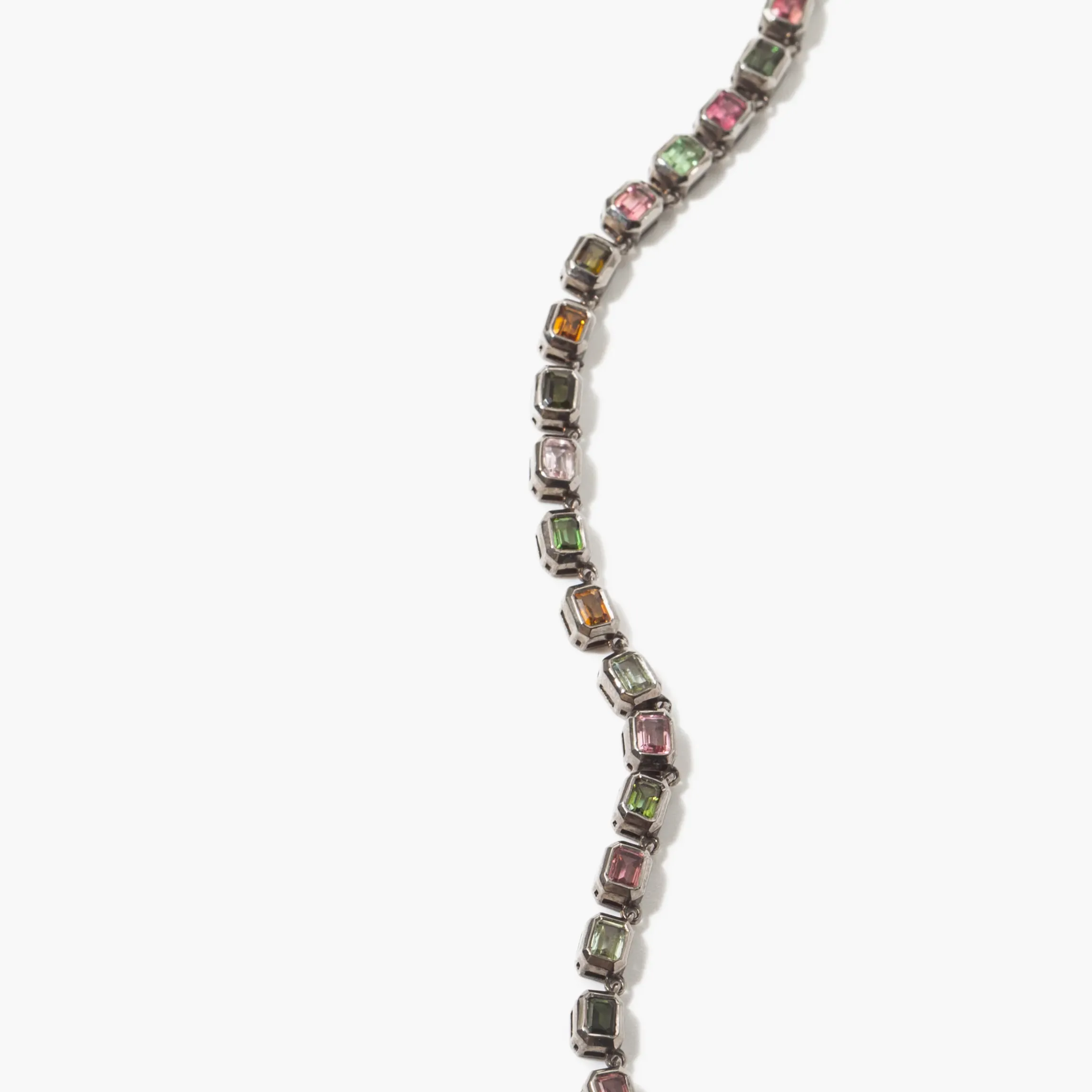 Multi Tourmaline Mini Deco-Tile Rivière Necklace
