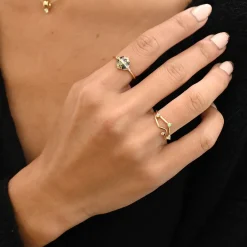 Multiple Cut Cluster with Teal Sapphires and Diamonds