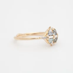 Multiple Cut Cluster with Teal Sapphires and Diamonds