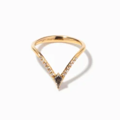 Nesting Kite Diamond Wedding Ring with a Pave Diamond Band