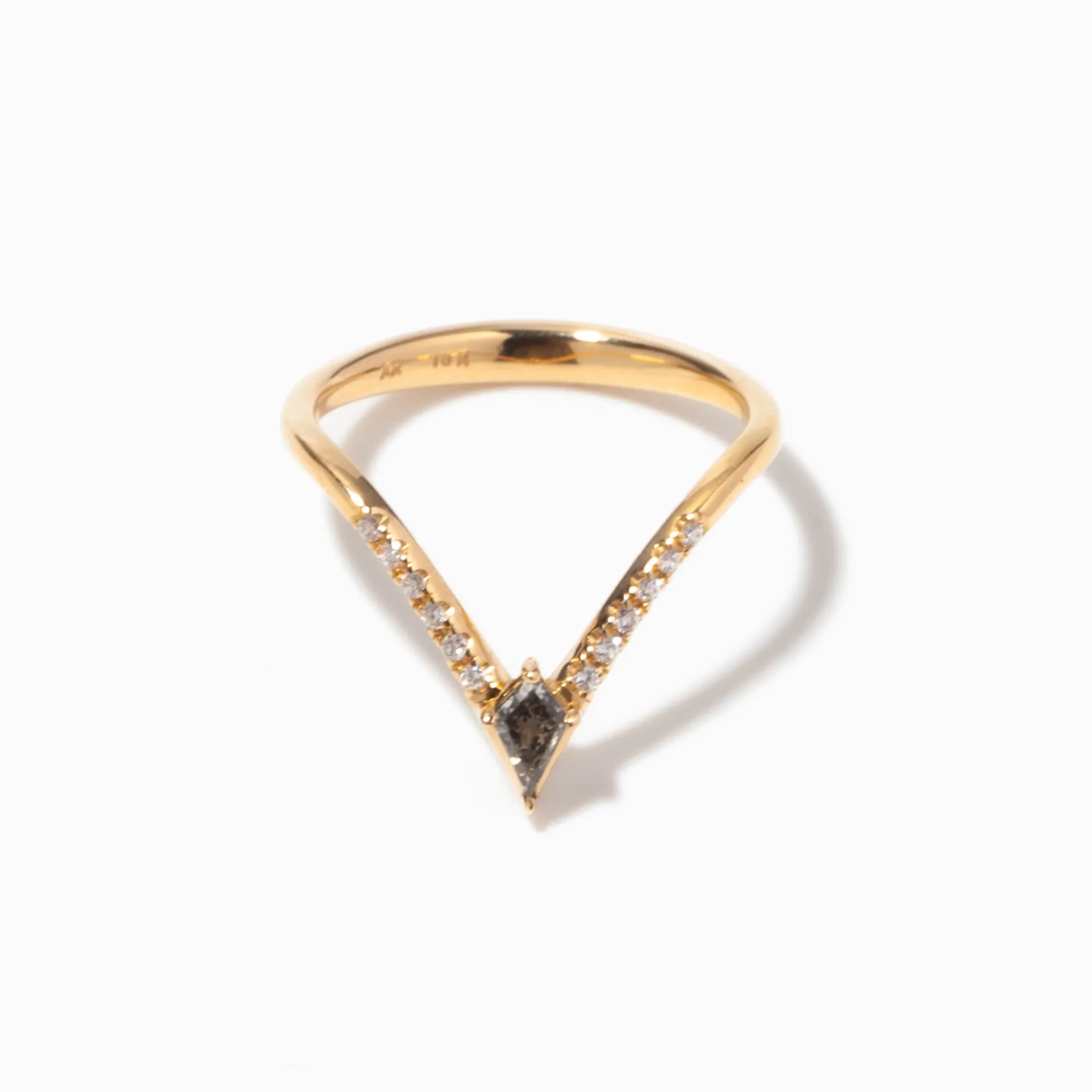 Nesting Kite Diamond Wedding Ring with a Pave Diamond Band