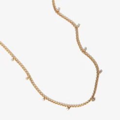 Nine Prong Diamond Small Box Chain Necklace