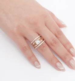 One-of-a-Kind Square Emerald Acute Centered Ring Pair