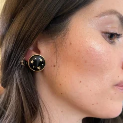 Onyx Le Stelle Button Earrings