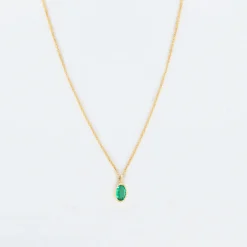 Oval Emerald Wisp Necklace